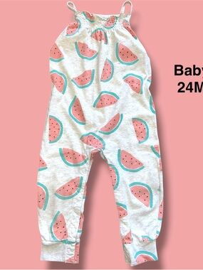 Carter’s Watermelon Print Sleeveless Cotton Jumpsuit Size 24 Months